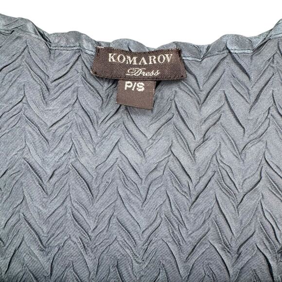 Komarov Textured Crinkle Charmeuse Chiffon Jeweled Fit & Flare Cocktail Dress - Picture 12 of 14